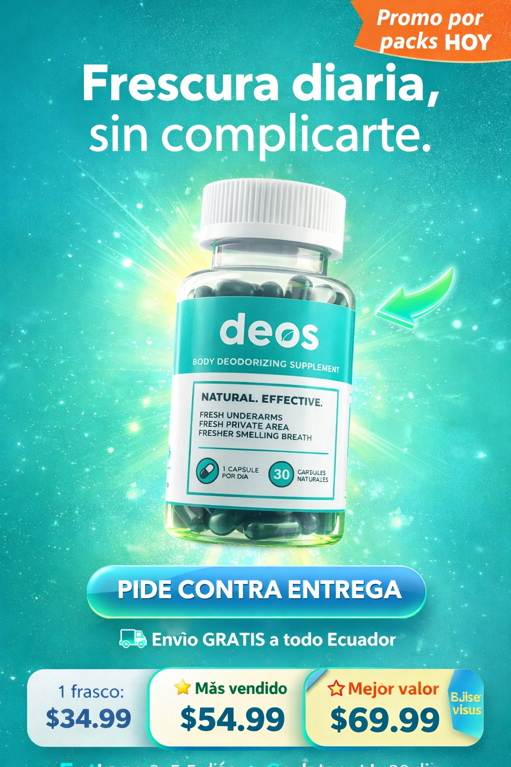 Desodorante Corporal Natural Deos - 30 Capsulas